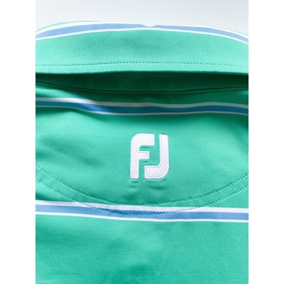 Men's FootJoy Green and Blue Striped Performance Polo Shirt Size Large - Picture 7 of 7